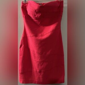 Vibrant Cute French Bazaar Dark Pink Strapless Stretchy Dress Size M (28-30”X24”